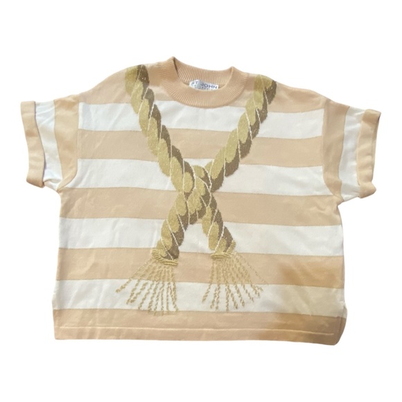 St. John Collection short sleeve striped sweater. Sz L - Picture 4 of 16